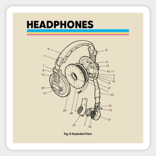 Retro Headphone Parts Sticker